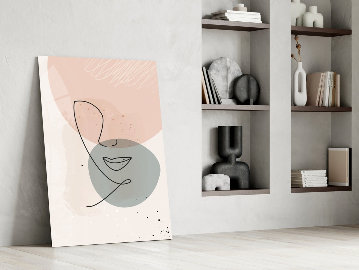 Blush Line Portrait Glass Wall Art