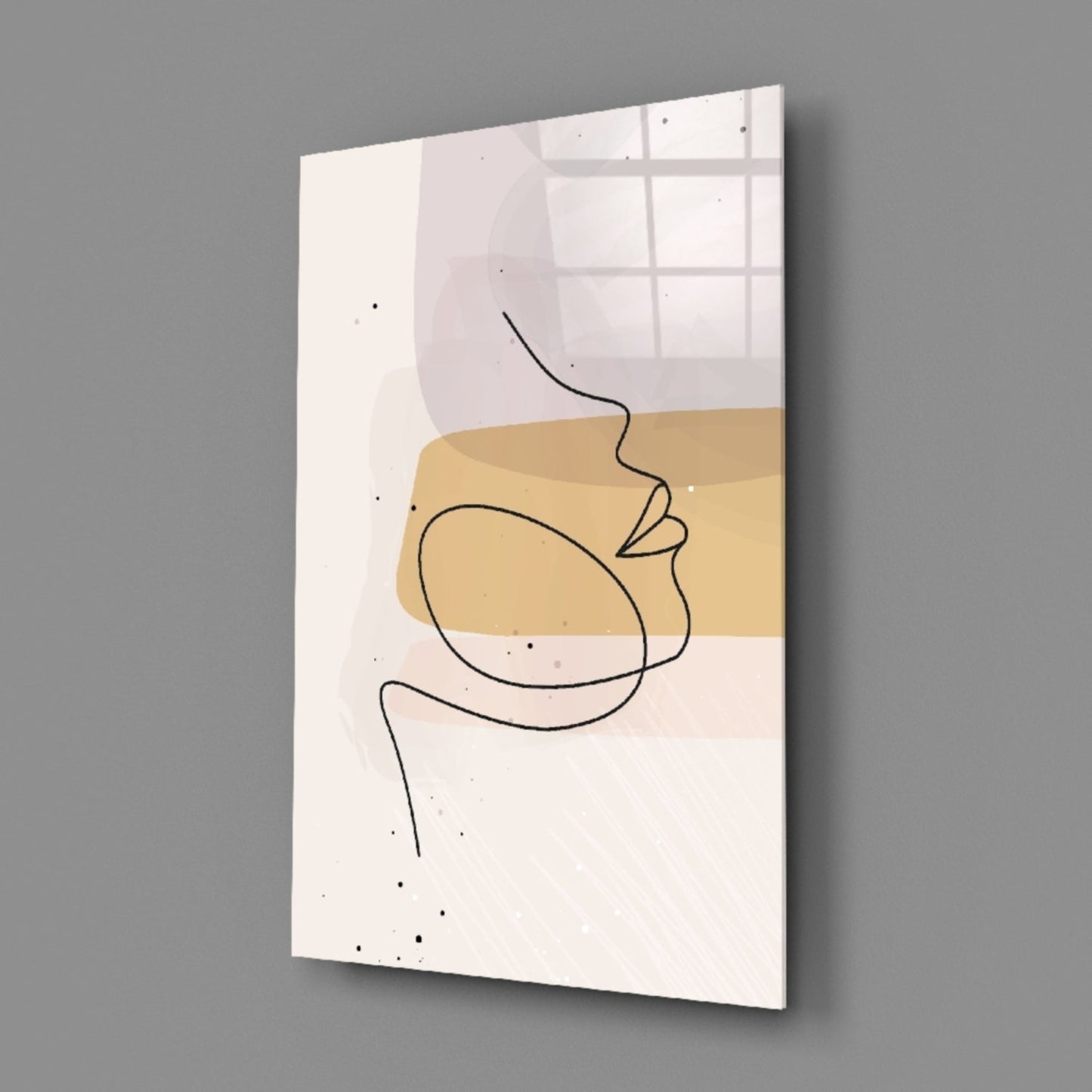 Mustard Line Portrait Glass Wall Art
