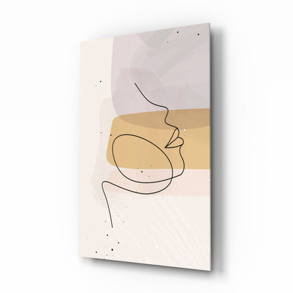Mustard Line Portrait Glass Wall Art