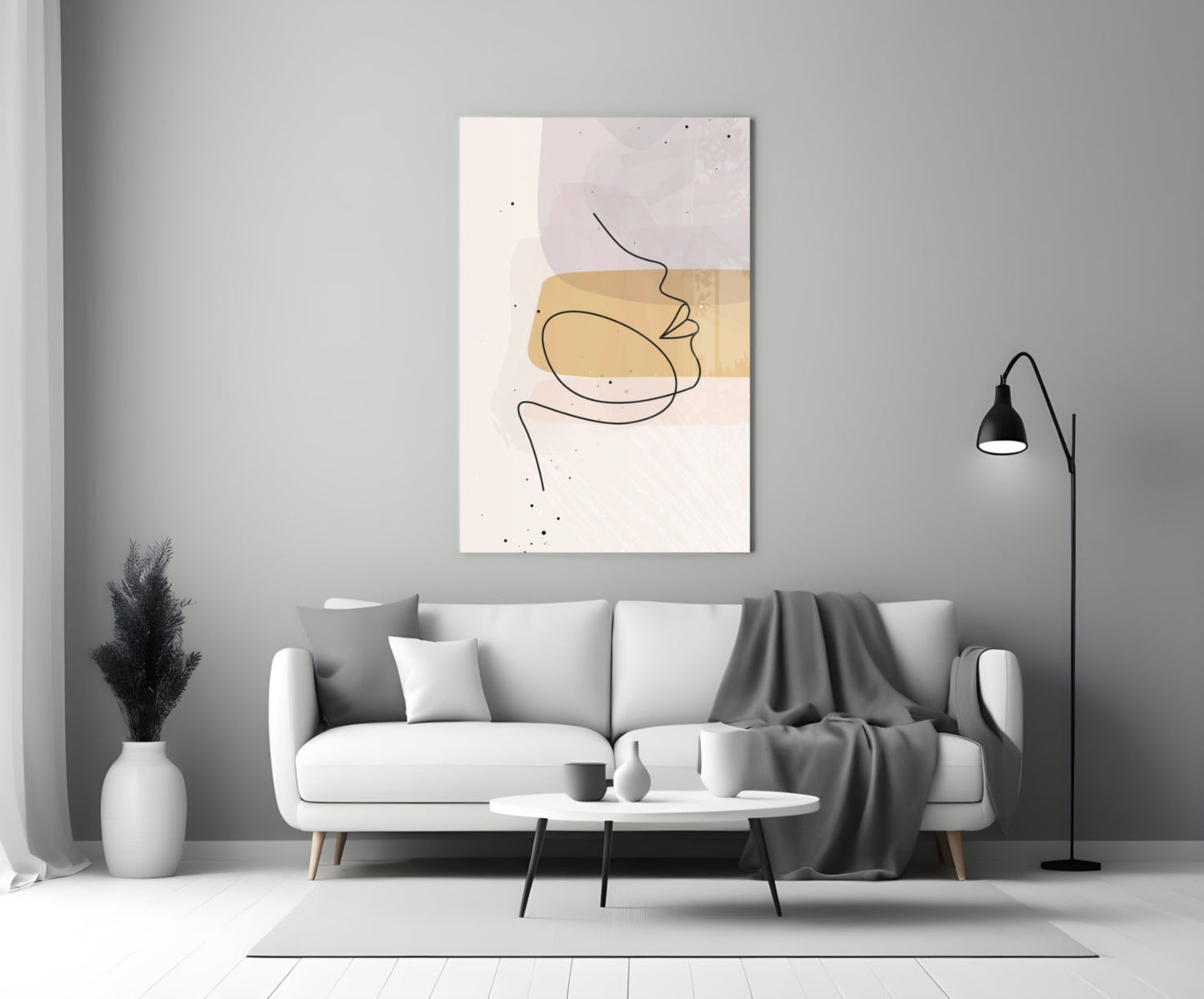Mustard Line Portrait Glass Wall Art