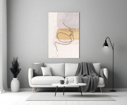 Mustard Line Portrait Glass Wall Art