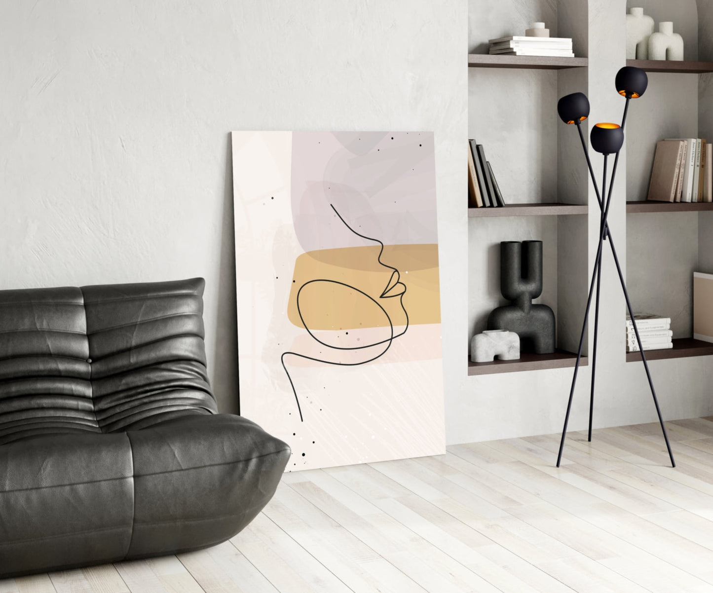 Mustard Line Portrait Glass Wall Art