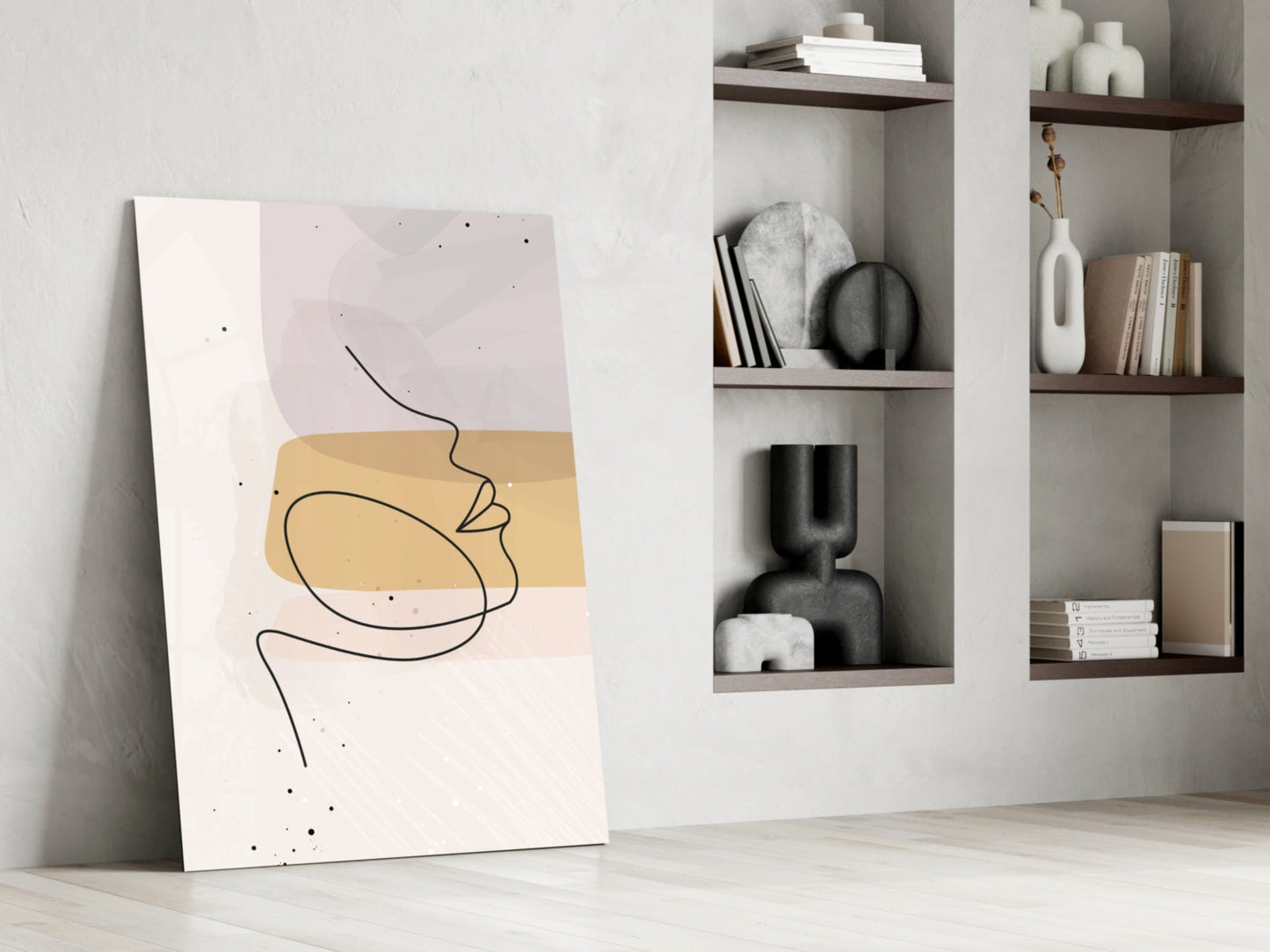 Mustard Line Portrait Glass Wall Art
