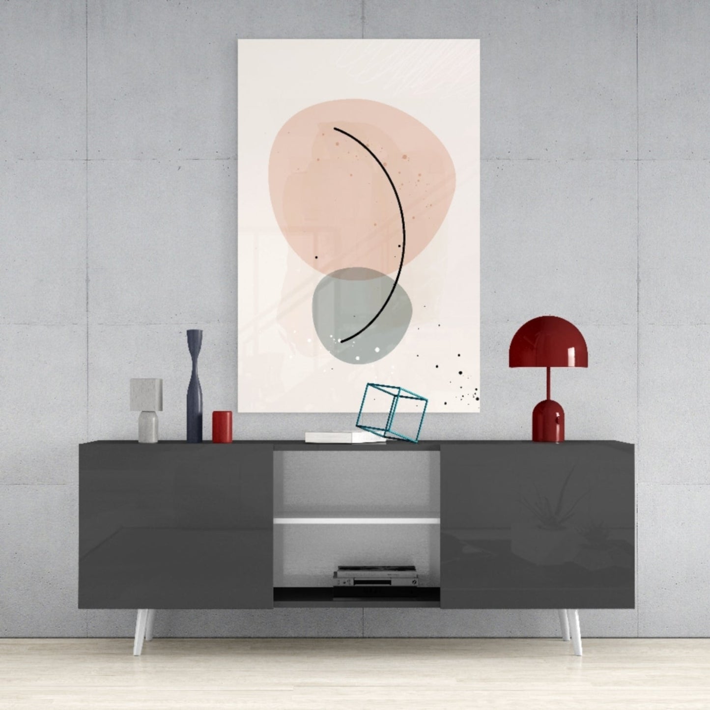 Peach Arc Abstract Glass Wall Art