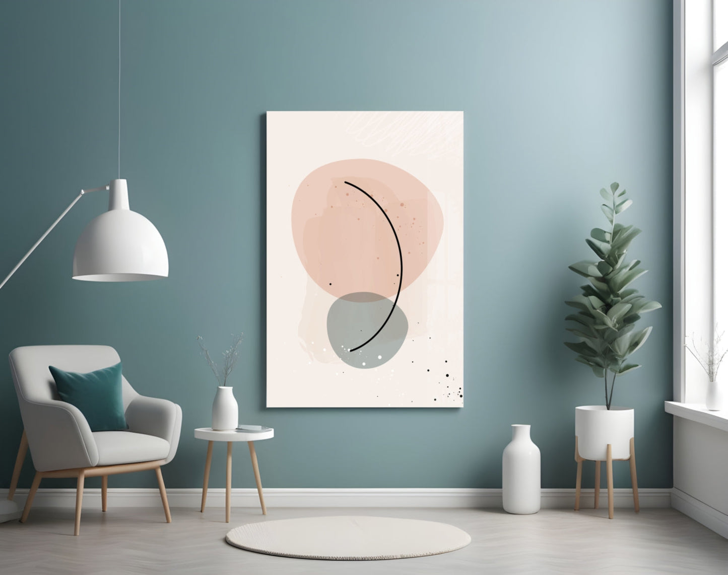 Peach Arc Abstract Glass Wall Art