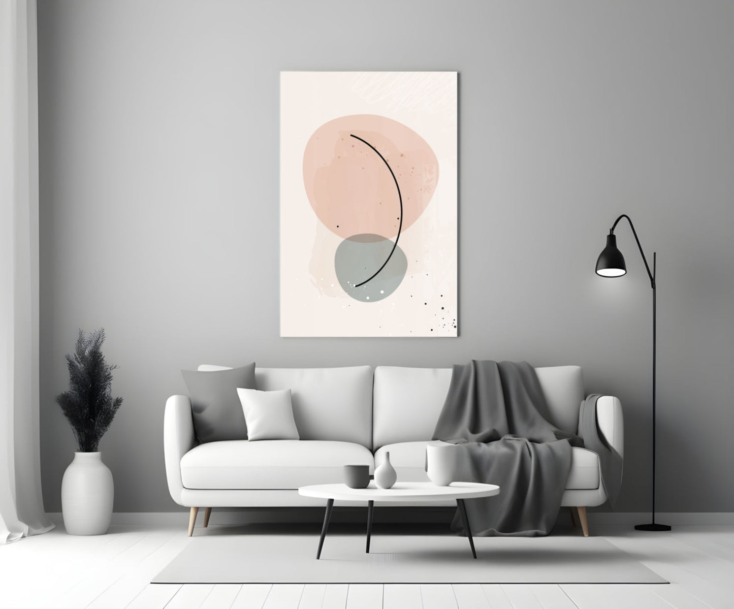 Peach Arc Abstract Glass Wall Art