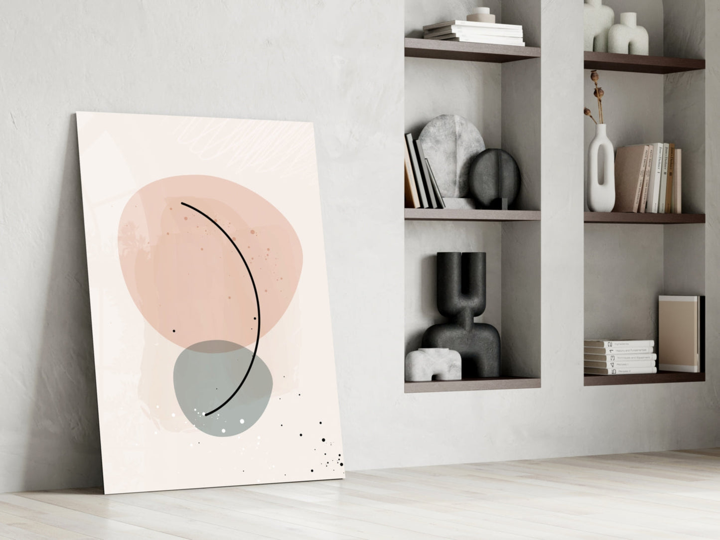 Peach Arc Abstract Glass Wall Art