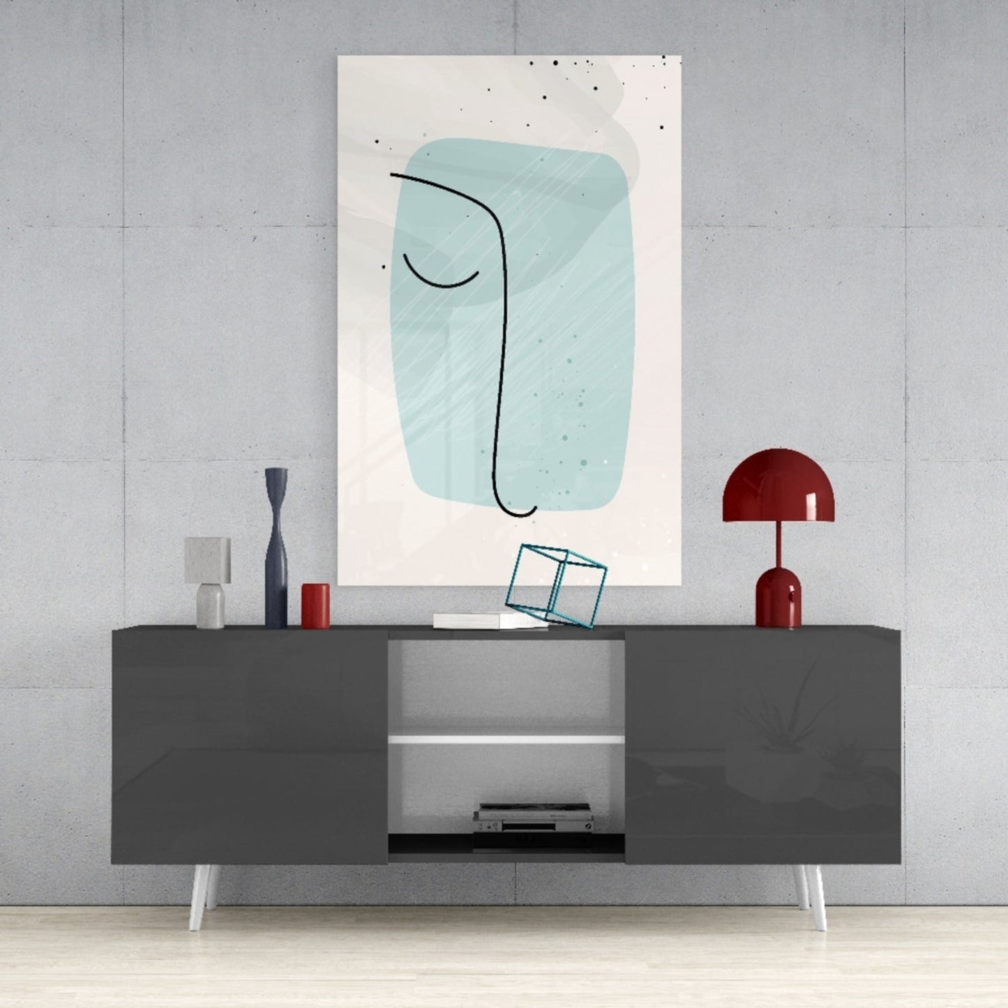 Mint Line Portrait Glass Wall Art