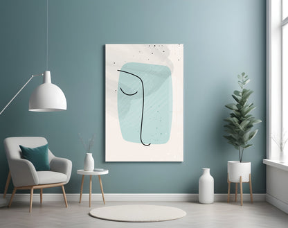 Mint Line Portrait Glass Wall Art