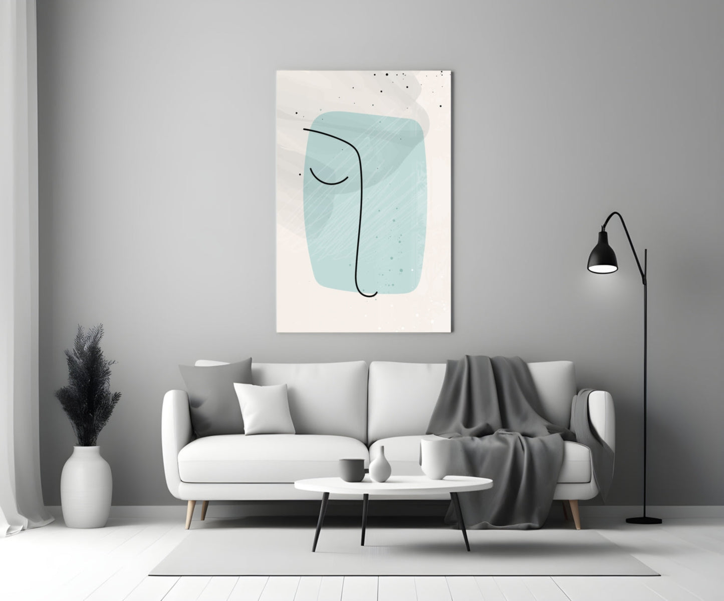 Mint Line Portrait Glass Wall Art