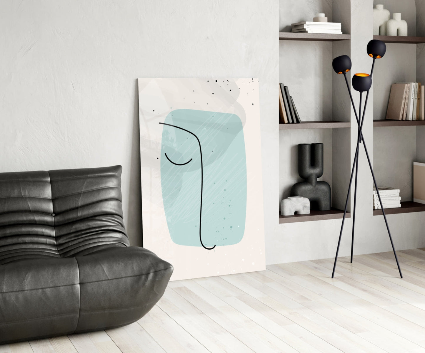 Mint Line Portrait Glass Wall Art
