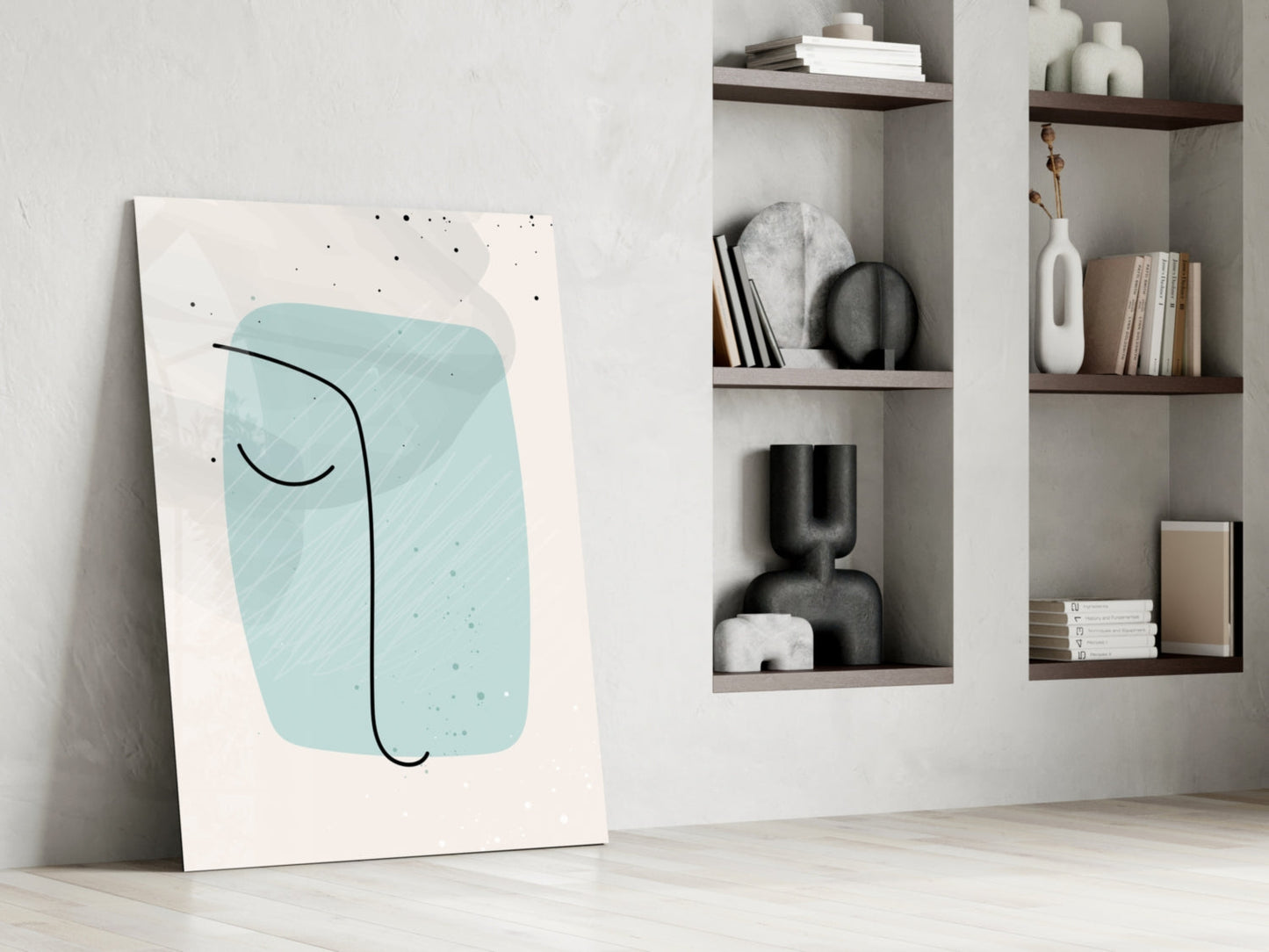 Mint Line Portrait Glass Wall Art