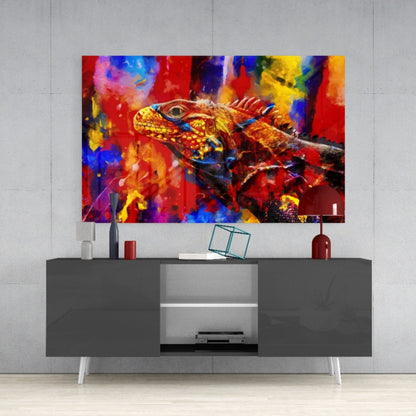 Vivid Iguana Glass Wall Art