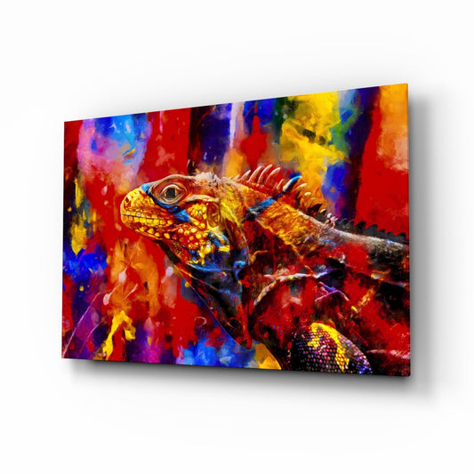Vivid Iguana Glass Wall Art