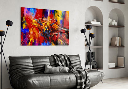 Vivid Iguana Glass Wall Art