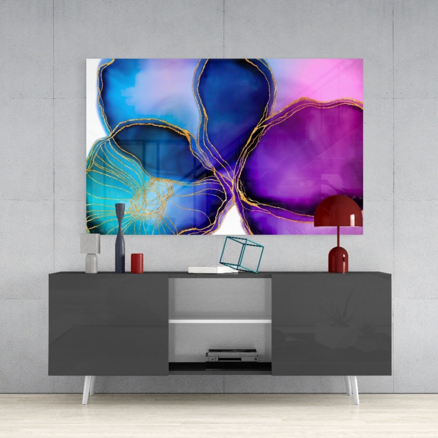 Jewel Bloom Floral Glass Wall Art