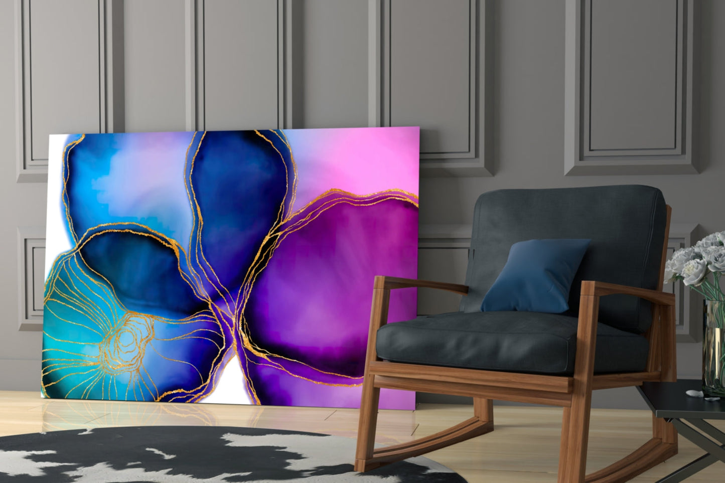 Jewel Bloom Floral Glass Wall Art