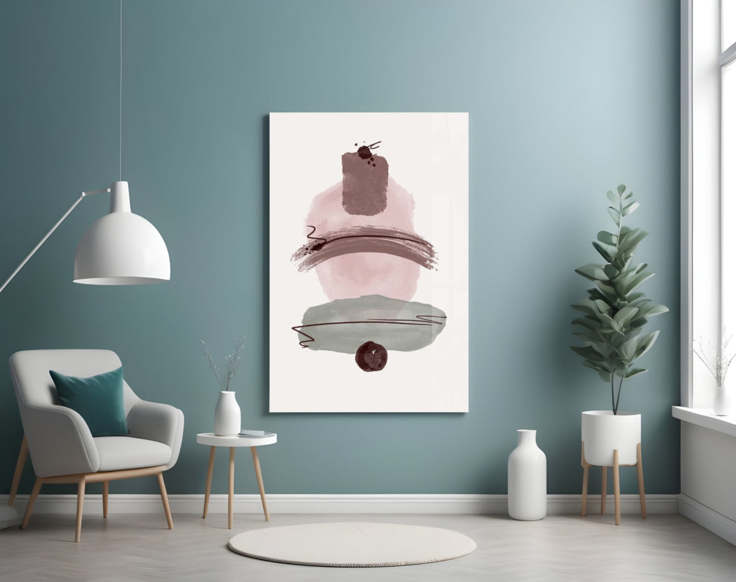 Wabi Mauve Abstract Glass Wall Art