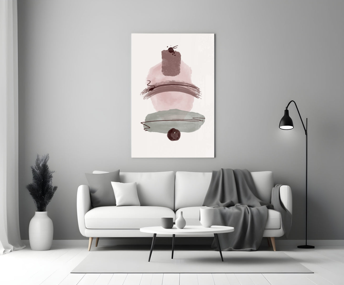 Wabi Mauve Abstract Glass Wall Art