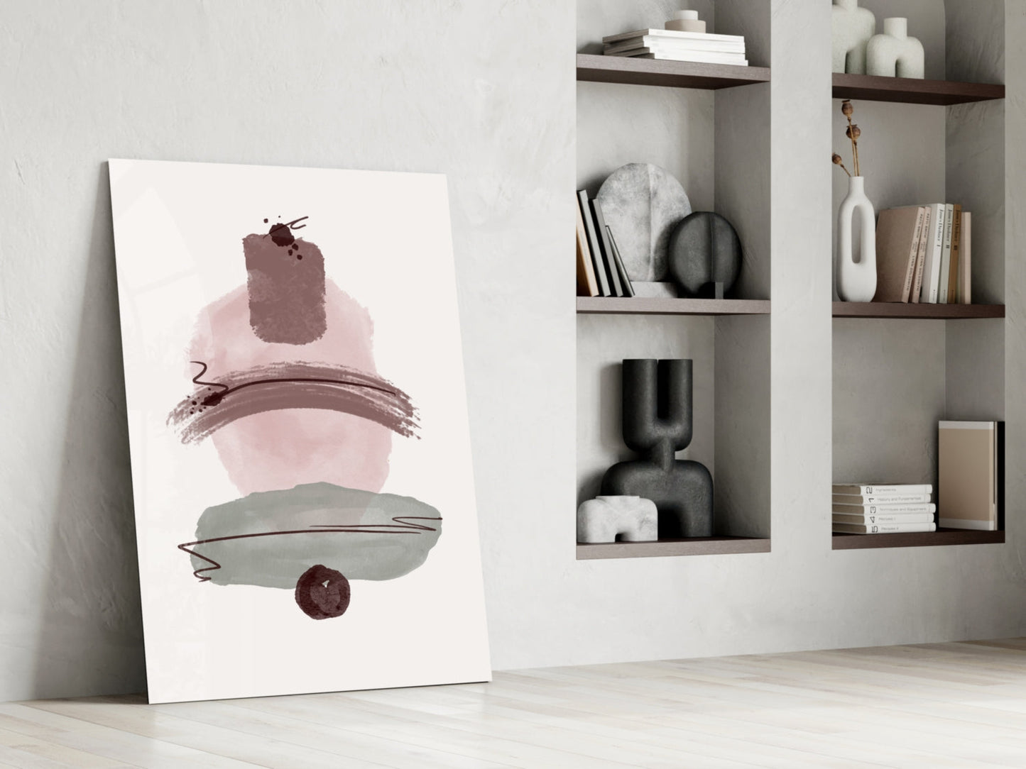 Wabi Mauve Abstract Glass Wall Art