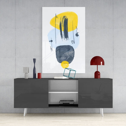 Mustard Wabi Abstract Glass Wall Art