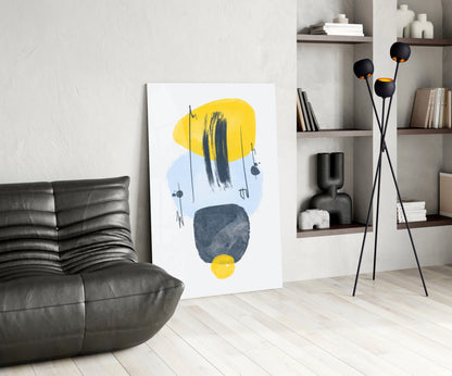 Mustard Wabi Abstract Glass Wall Art