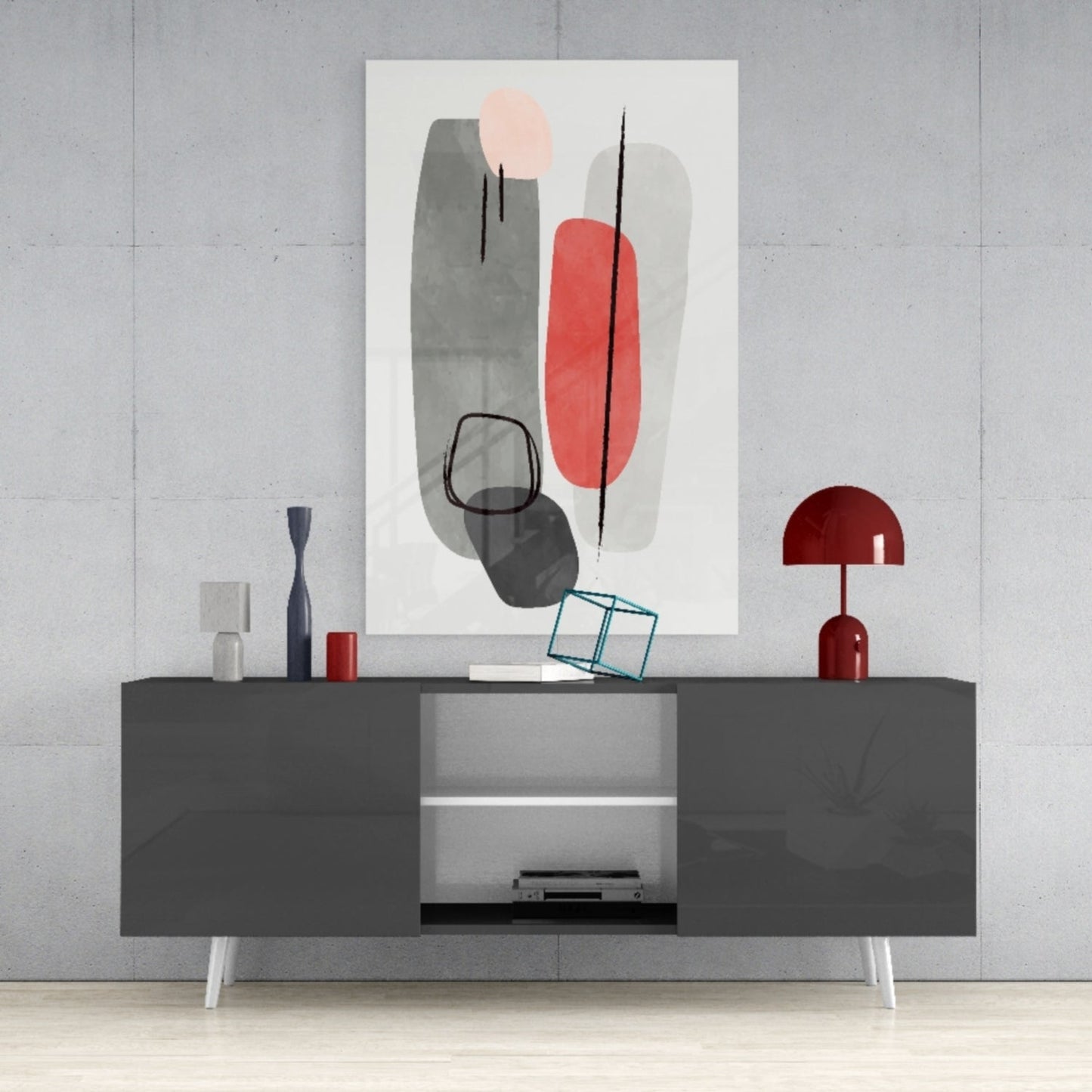 Geometric Stack Glass Wall Art