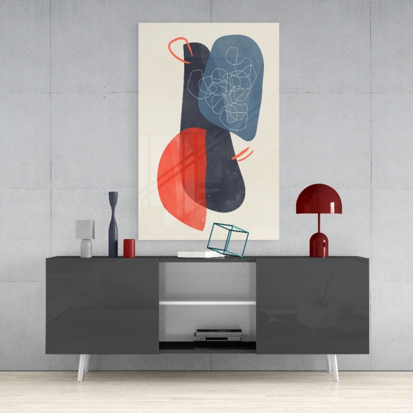 Mid-Century Forms Abstract Glass Wall Art