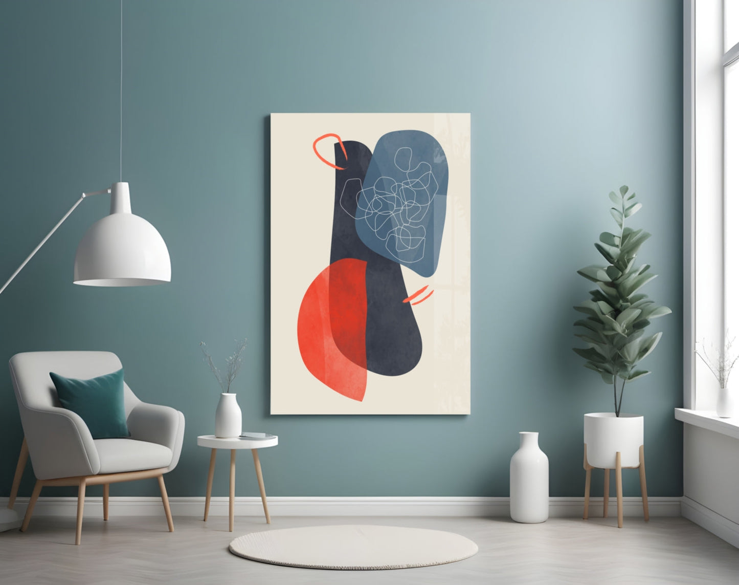 Mid-Century Forms Abstract Glass Wall Art