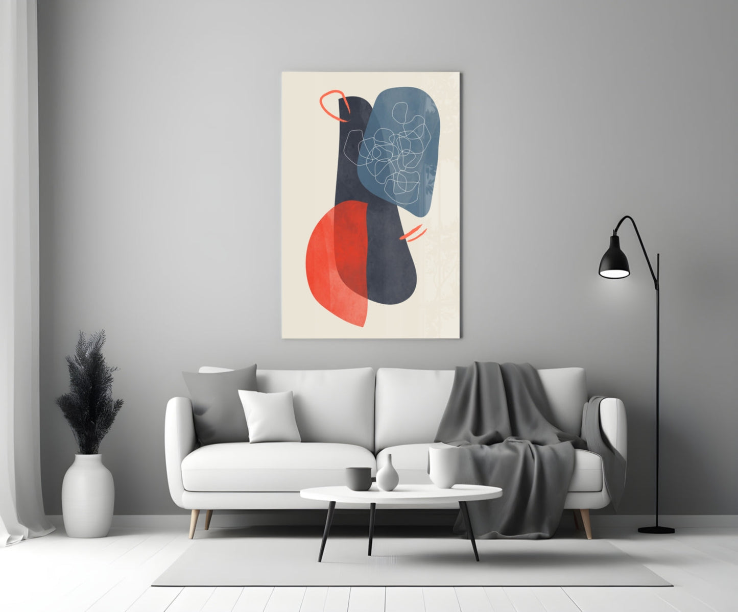 Mid-Century Forms Abstract Glass Wall Art