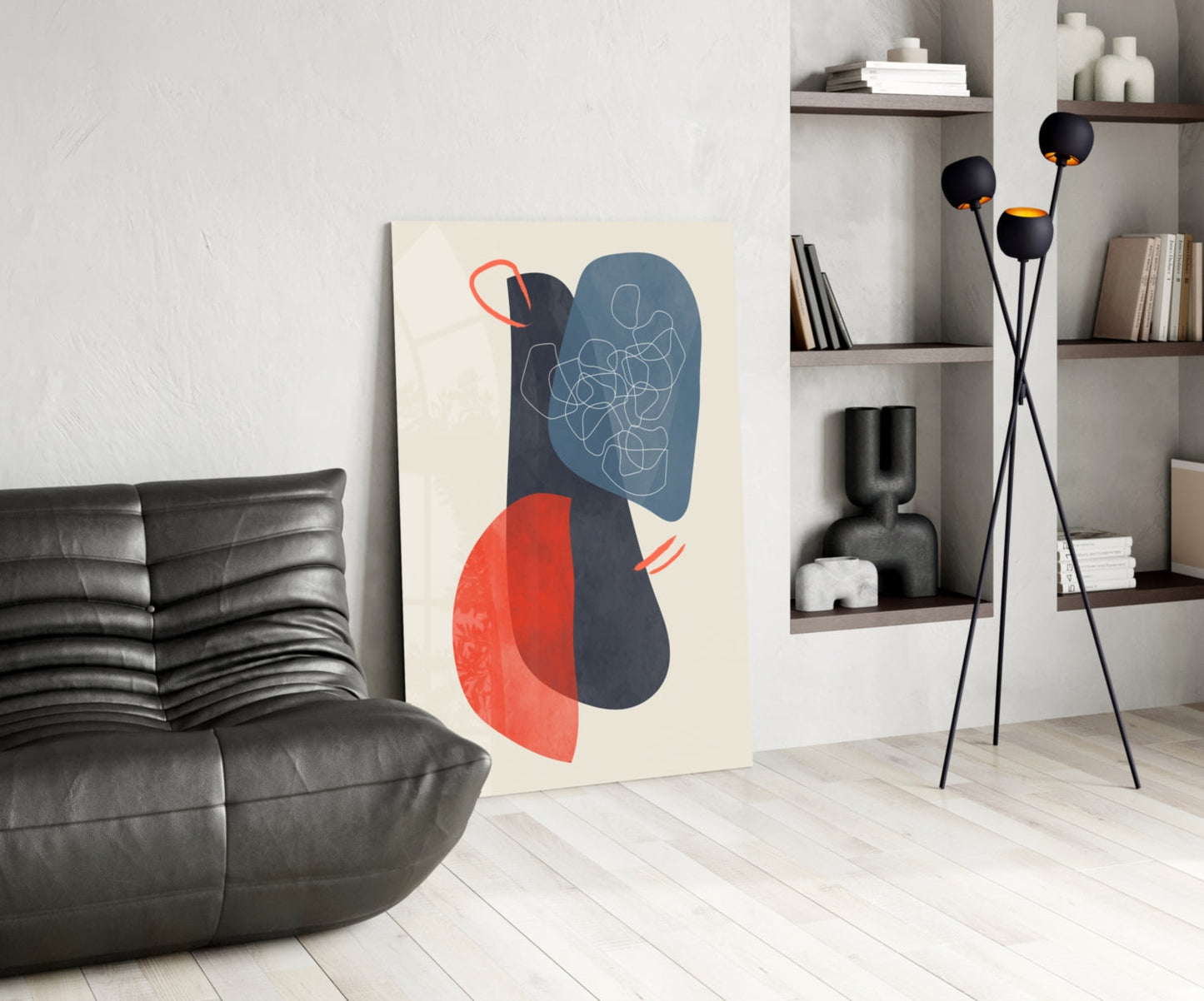 Mid-Century Forms Abstract Glass Wall Art