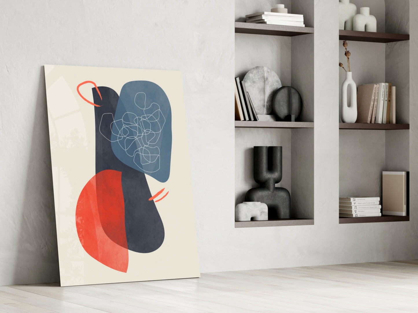 Mid-Century Forms Abstract Glass Wall Art