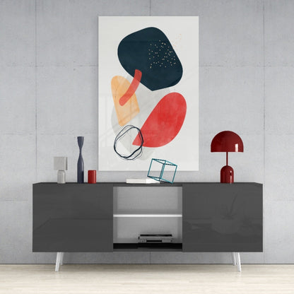Wabi Crimson Abstract Glass Wall Art