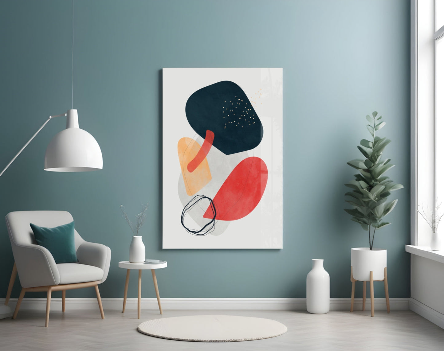 Wabi Crimson Abstract Glass Wall Art