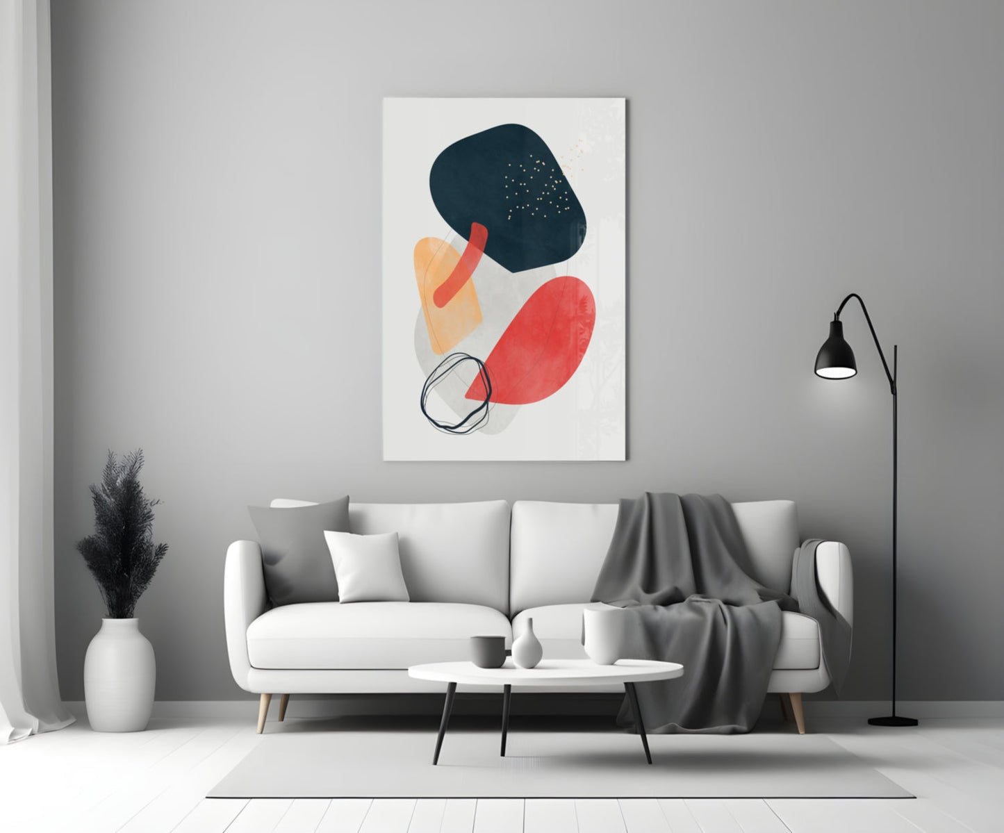 Wabi Crimson Abstract Glass Wall Art