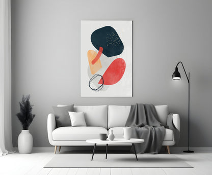 Wabi Crimson Abstract Glass Wall Art