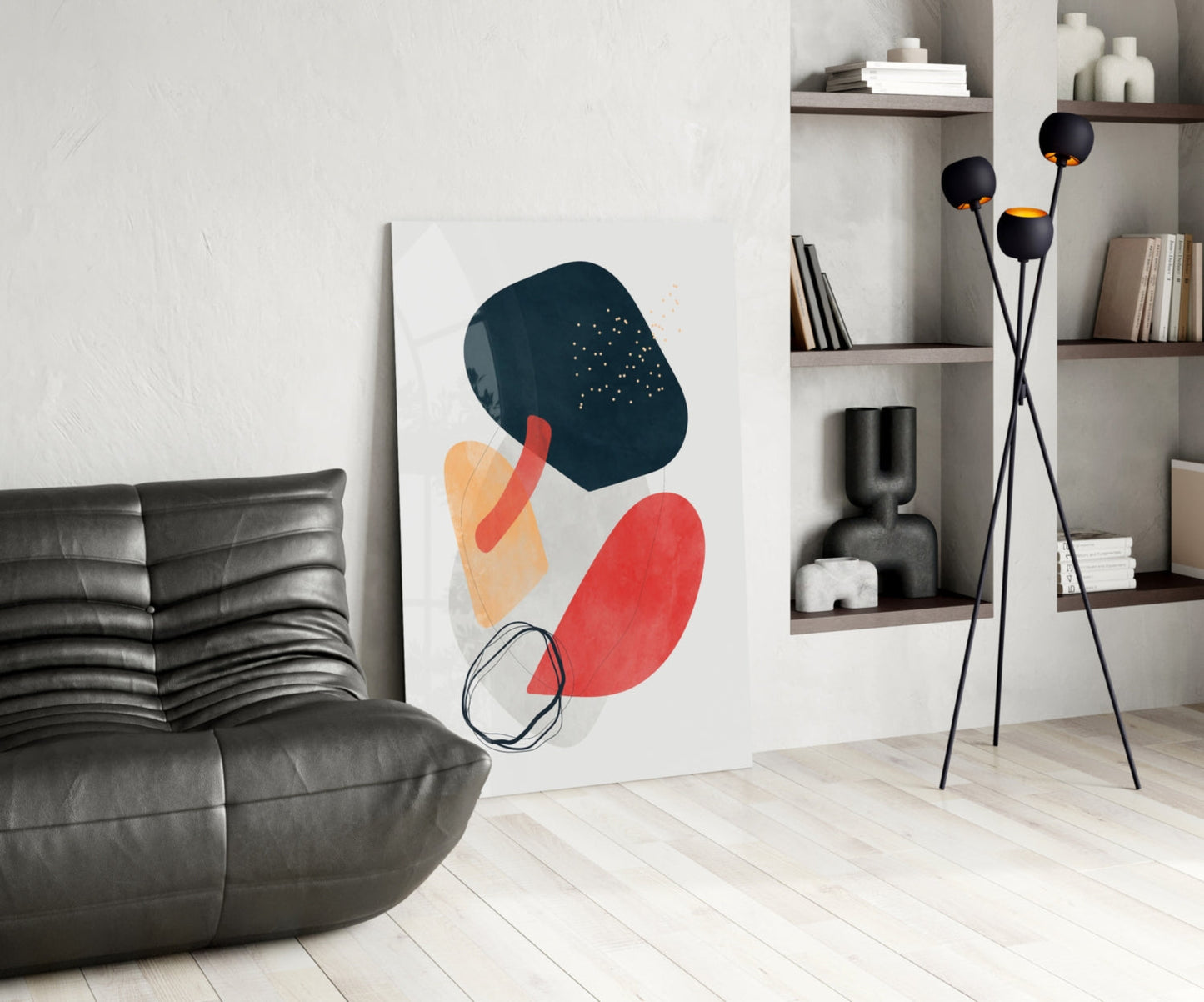 Wabi Crimson Abstract Glass Wall Art