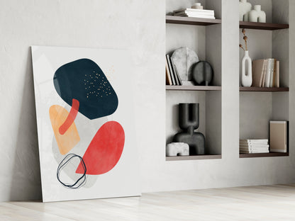Wabi Crimson Abstract Glass Wall Art