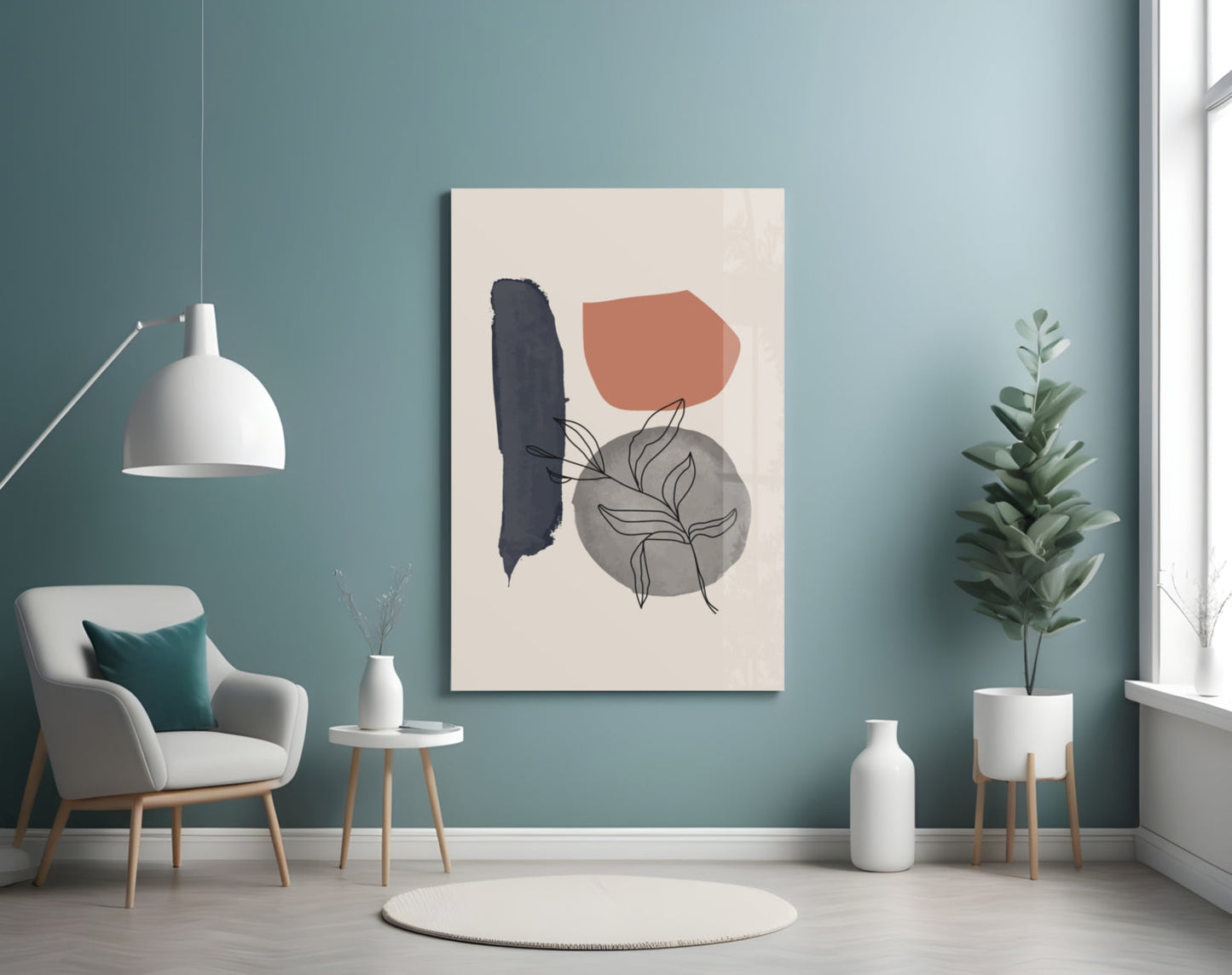 Leaf Circle Glass Wall Art