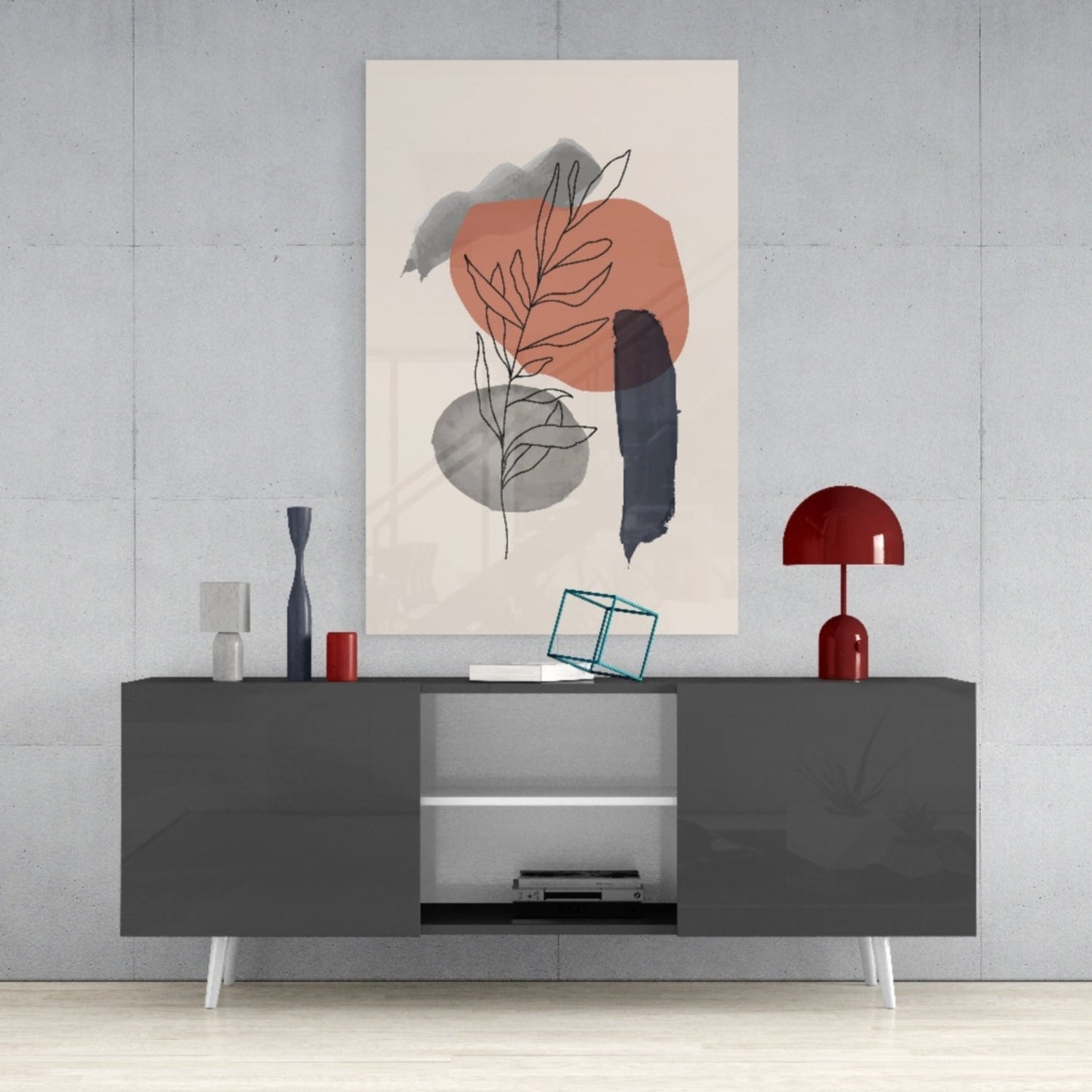 Leaf Branch Glass Wall Art