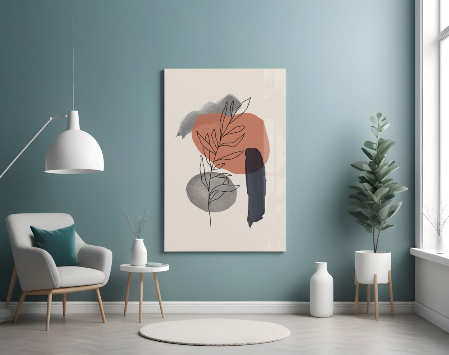Leaf Branch Glass Wall Art