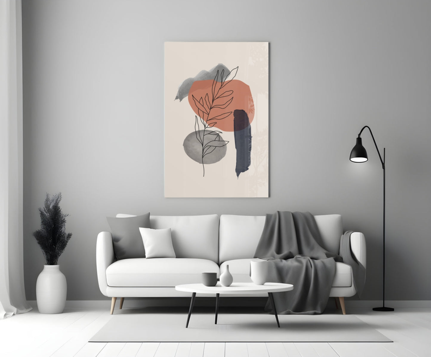 Leaf Branch Glass Wall Art