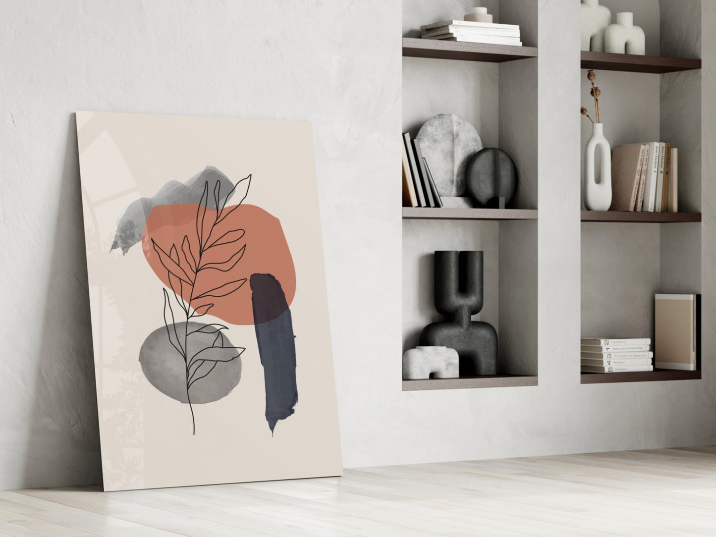 Leaf Branch Glass Wall Art
