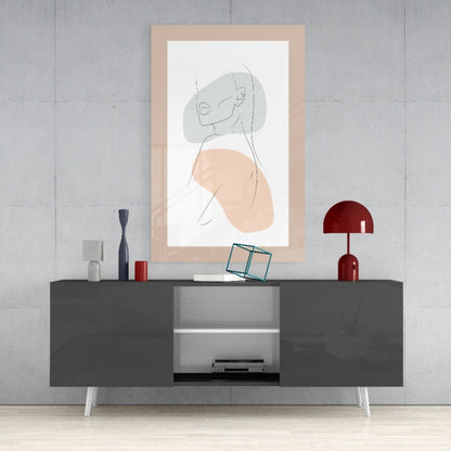 Sage Line Portrait Glass Wall Art