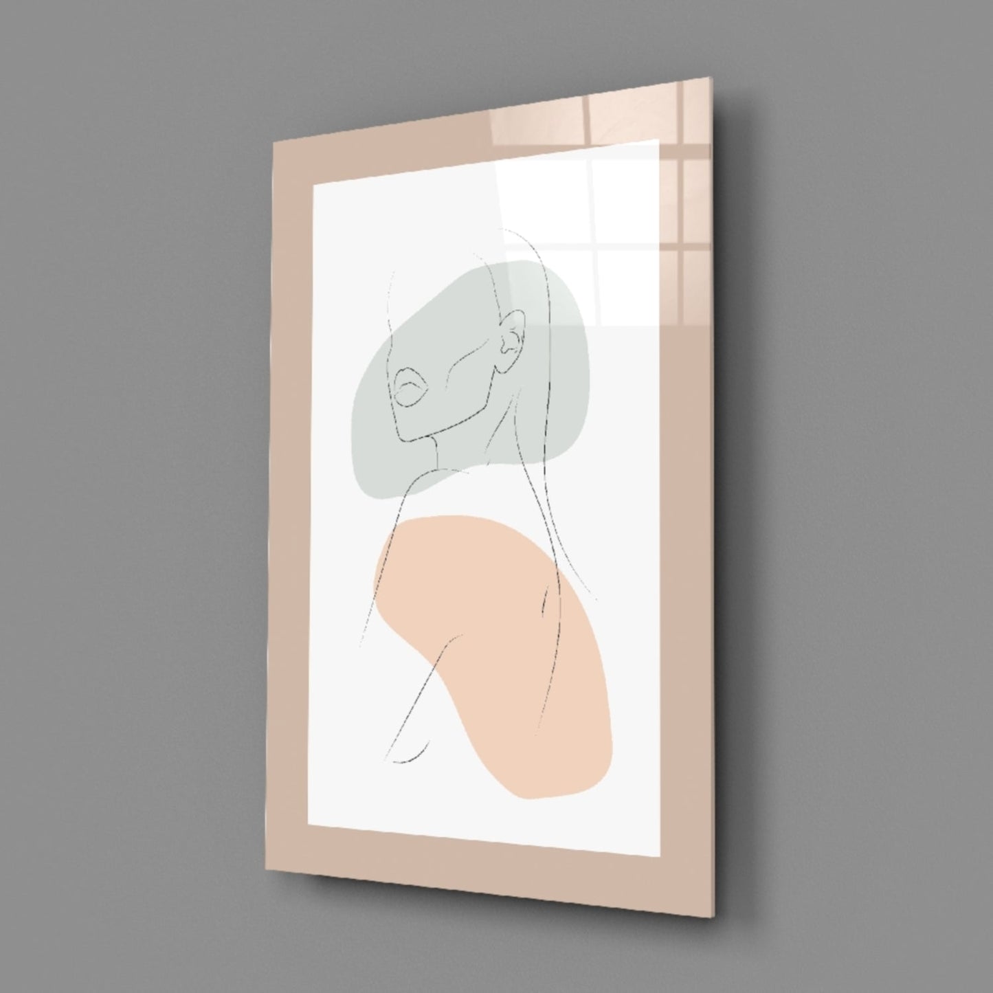 Sage Line Portrait Glass Wall Art