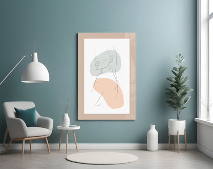Sage Line Portrait Glass Wall Art