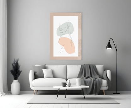 Sage Line Portrait Glass Wall Art