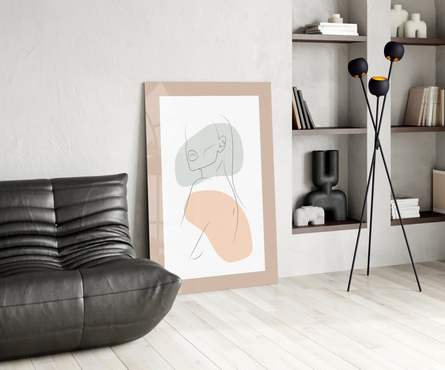Sage Line Portrait Glass Wall Art