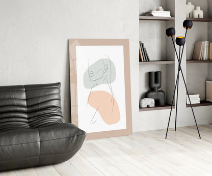 Sage Line Portrait Glass Wall Art
