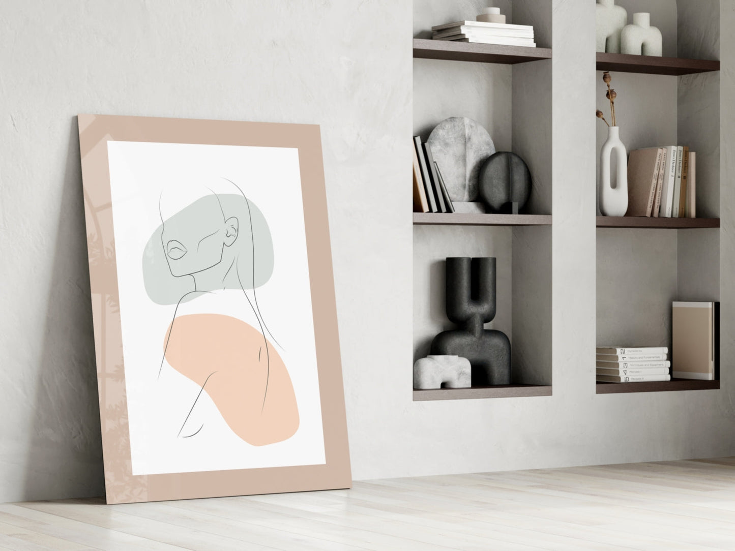 Sage Line Portrait Glass Wall Art